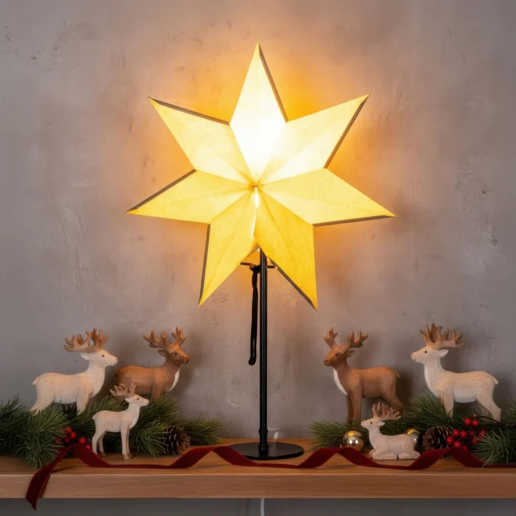 Levandeo® LED Stern, LED Stern Grau H50cm mit Standfuß Weihnachten Leuchtstern Tischdeko – Bild 4