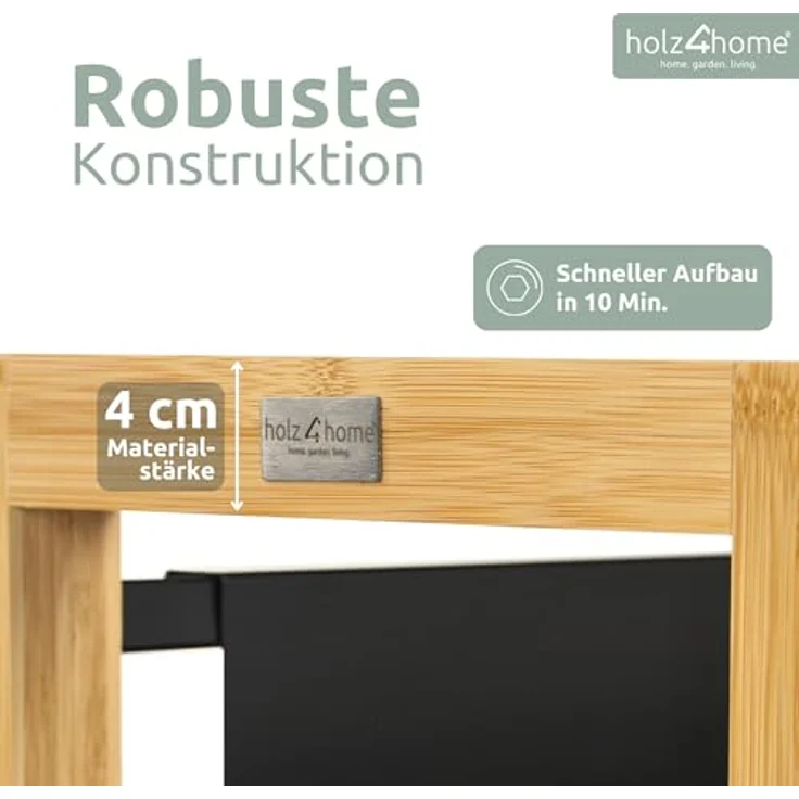 Getränkekistenregal inkl. Ablage - Bambus / Schwarz - 4 Kisten – Bild 7