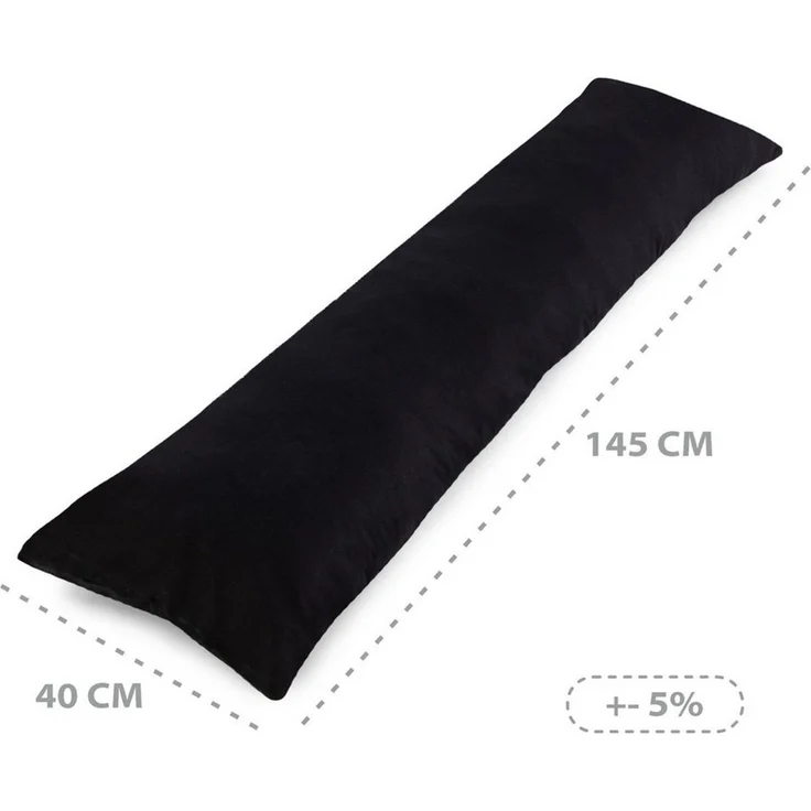 Totsy Baby Seitenschläferkissen mit Bezug Velvet 40x145 cm - Komfortkissen Schlafkissen Seitenschläfer Body Pillow Seitenschlafkissen Black – Bild 2