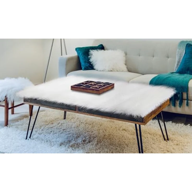 Dekofell creme / weiß, 60x120 cm, Tischläufer aus Kunstfell, Mitteldecke – Bild 2