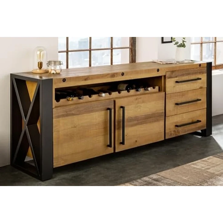 riess-ambiente Sideboard THOR 195cm vintage braun / schwarz (Einzelartikel, 1 St), Wohnzimmer · Massivholz · Metall · Kommode · Industrial Design – Bild 2