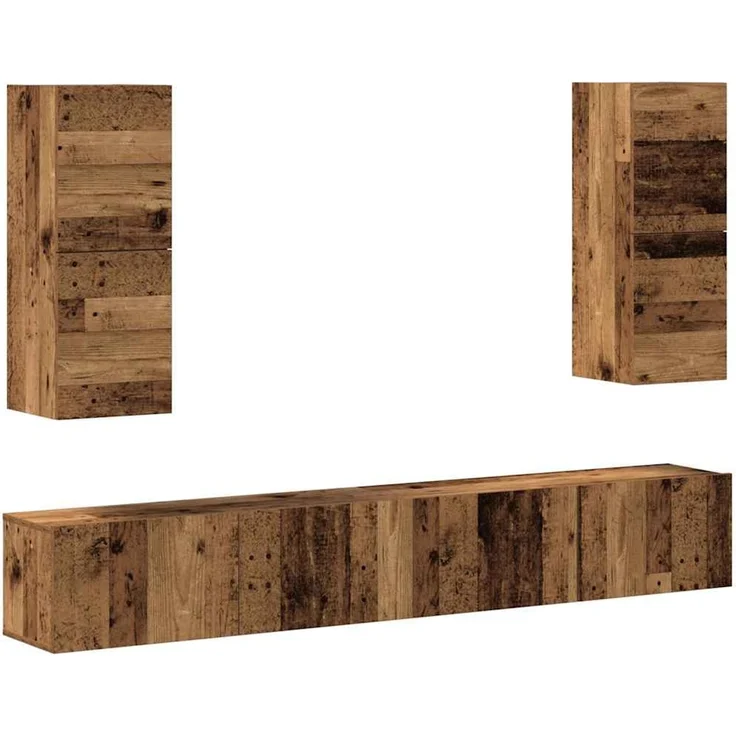 vidaXL 4-tlg. TV-Schrank-Set Wandmontage Altholz-Optik Holzwerkstoff 3329017 – Bild 1