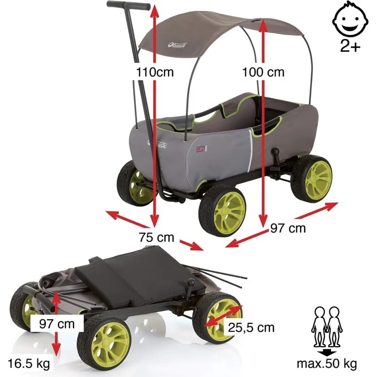 Hauck 'Eco Mobil' Bollerwagen mit Sonnendach – Bild 3