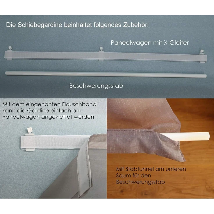 heimtexland Schiebegardine Flächenvorhang Wellness Schiebegardine Schiebevorhang Gardine Vorhang (1 St), Paneelwagen, blickdicht, Satin, inkl. Zubehör, Schiebevorhang, HxB 245x60 cm, Sichtschutz – Bild 4
