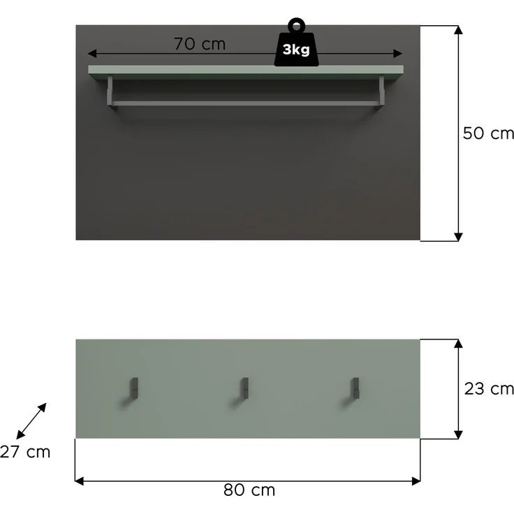Paneel (B/H/T: 73x80x27 cm) in Smoke Green Nachbildung – Bild 3