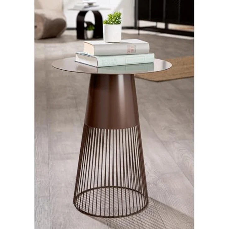 GILDE Beistelltisch Glarus - rund - Metall - Dunkelbraun - matt - Höhe 55cm x Ø 45cm - Tisch für den Wohnzimmer – Bild 2