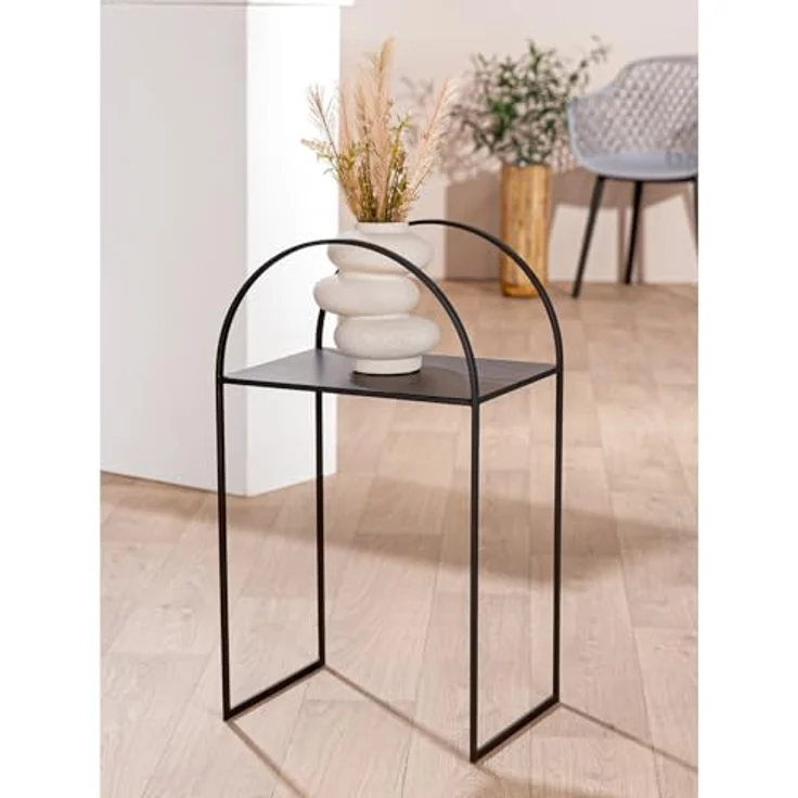 Casablanca 2er Set Beistelltisch Lokko - Glas und Metall - schwarz - Höhe 70cm x Breite 40cm – Bild 3