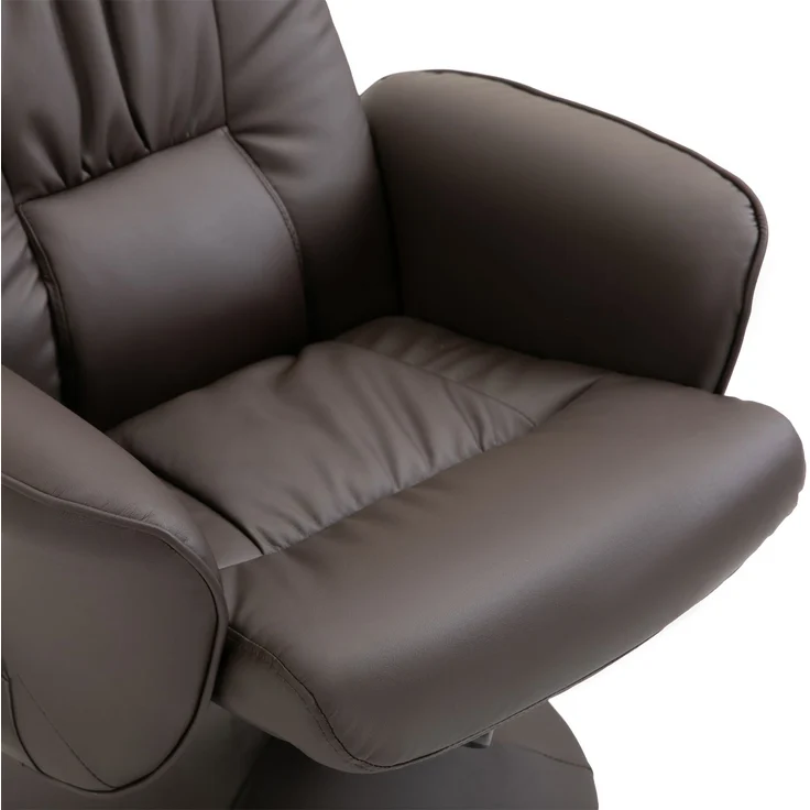 HOMCOM Relaxsessel mit Fußhocker, Kunstleder, Stahl, Braun, 76B x 81T x 105H cm – Bild 8