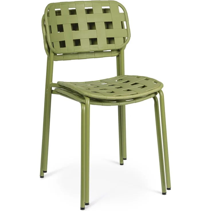 Gartenstuhl Revol 4er-Set aus Metall, modern, stapelbar, grün, UV-beständiges Geflecht – Bild 7