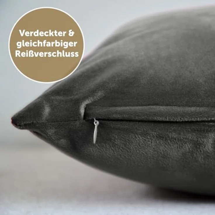 Blumtal Kissenbezug 2er Set - dekorativer Samt Kissenbezug mit verstecktem Reißverschluss, Kissenhülle für Zierkissen, waschbar – Bild 5