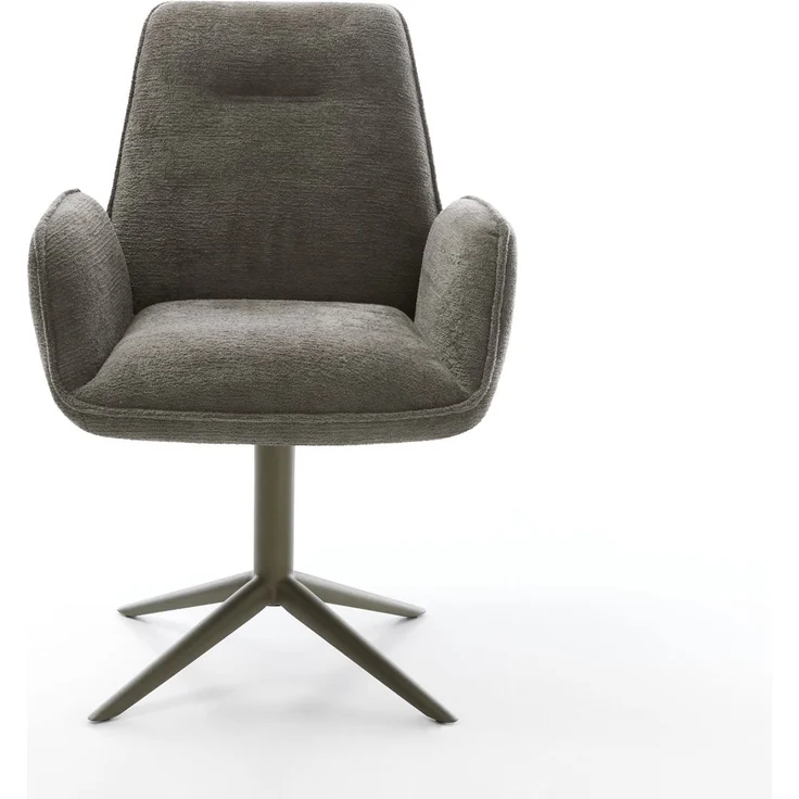 Drehstuhl Zoa-Flex Bouclé Soft Schlamm Fußkreuz Effektfinish Titan 360° drehbar Wippfunktion Taschenfederkern – Bild 2