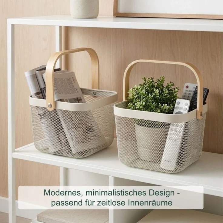 Relaxdays Drahtkorb mit Henkel im 2er Set – Bild 3