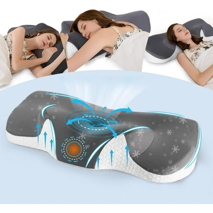 Esun Kopfkissen Nackenstützkissen, Kopfkissen Memory Foam, Kissen Seitenschläferkissen, Füllung: Rückstellschaum, Seitenschlafer, Rückenschlafer, Bauchschlafer, Set, Kissen, Pillow Kissen für Seiten, Rücken & Bauchschläfer – Bild 4