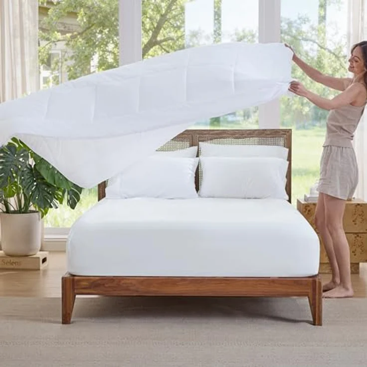 BEDSURE Sommerdecke 135x200 Dünne Sommerbettdecke - Bettdecke für Sommer | Microfaser Sommer Steppdecke für Allergiker Waschbar Hypoallergen Atmungsaktive Anschmiegsam OEKO-TEX zertifiziert, Weiß – Bild 9