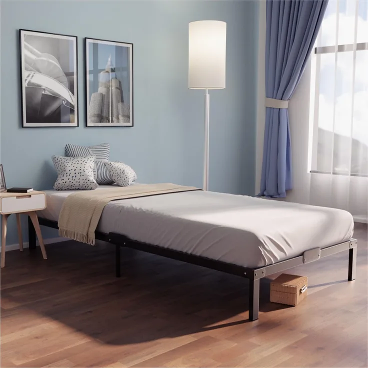 Dreamzie Bettgestell 80x200 aus Metall, Höche 35 cm - Bett 80x200 für Matratze Einzelbett - Großer Stauraum, Leicht zu Montieren und Stabil - Schwarzer Lattenrost
