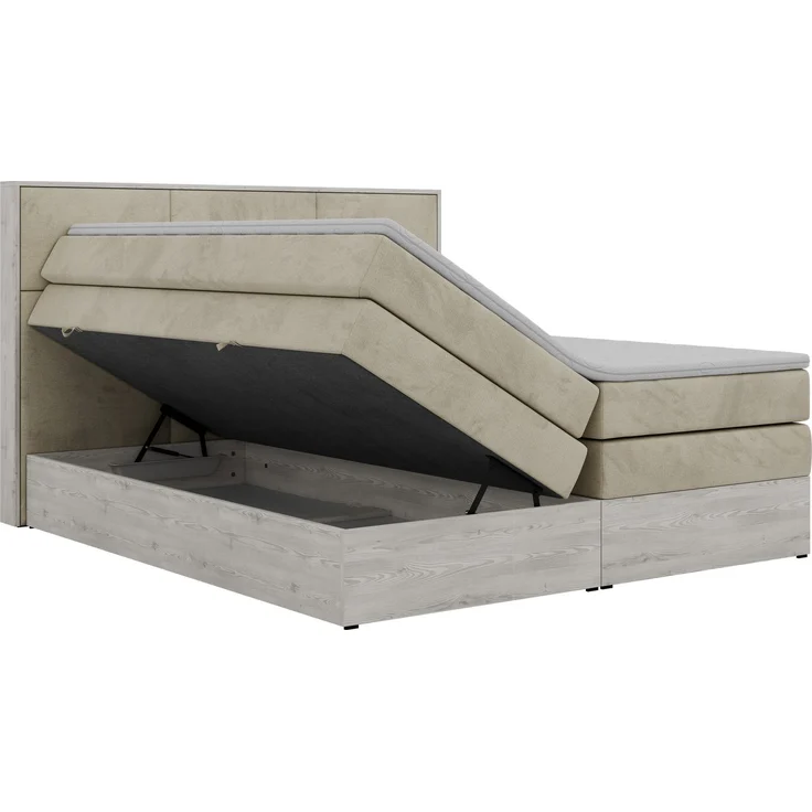 Boxspringbett DELNOR KING 180 x 200 cm Doppelbett mit Bettkasten Kopfteil 7-Zonen Multipocket-Matratze H4 Topper Visco ergonomisch Polsterbett - Beige Velvet – Bild 8