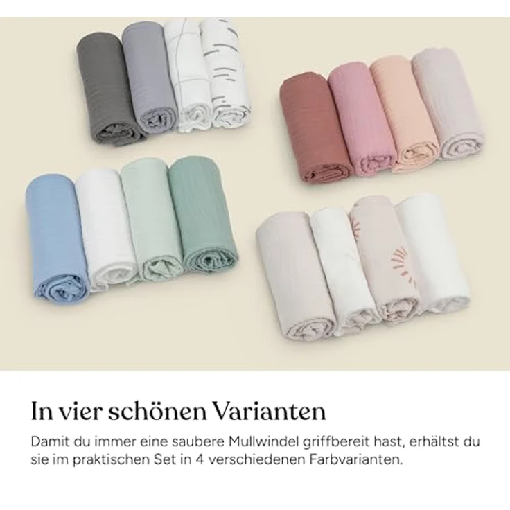 Ehrenkind Spucktuch Mulltücher-Set aus saugfähiger Musselin Bio-Baumwolle, (Sprucktücher Baby im 4er Set, Musselintücher Baby 70x70 cm), viele Einsatzmöglichkeiten wie Stoffwindeleinlage – Bild 9