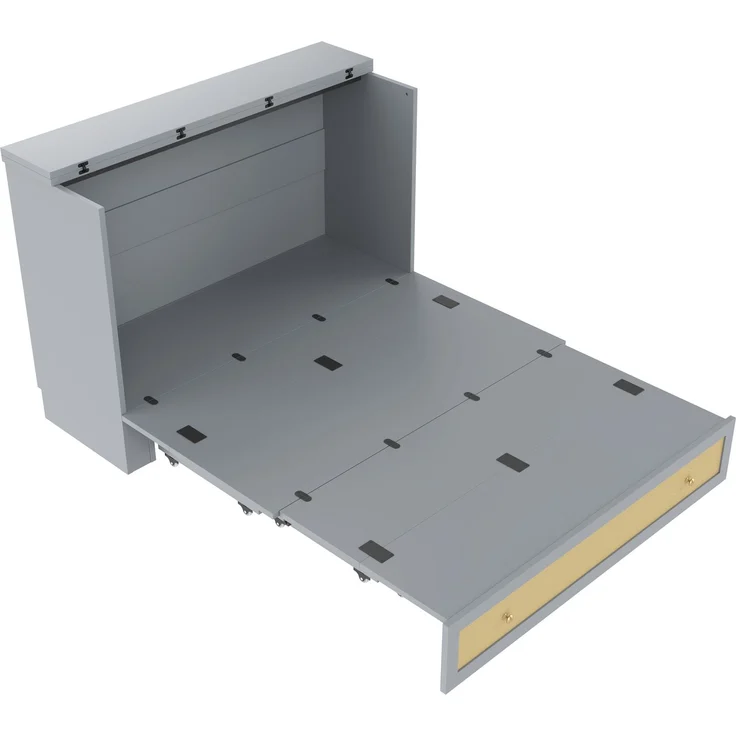 EINHOM Schrankbett, 140 x 200 cm, Mobiles Schrankbett mit Schubladen am Bettende und Regal am Kopfende des Bettes, Multifunktionales Kopfteil, mit USB, Umbaubares Plattformbett, MDF, Grau (Ohne Matratze) – Bild 6