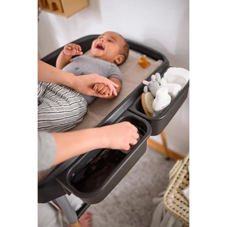 BabyGo Wickeltisch ChangeMe, Wickelkommode aus Buchenholz mit seitlicher Ablage und mobilen Rädern, weiss – Bild 5