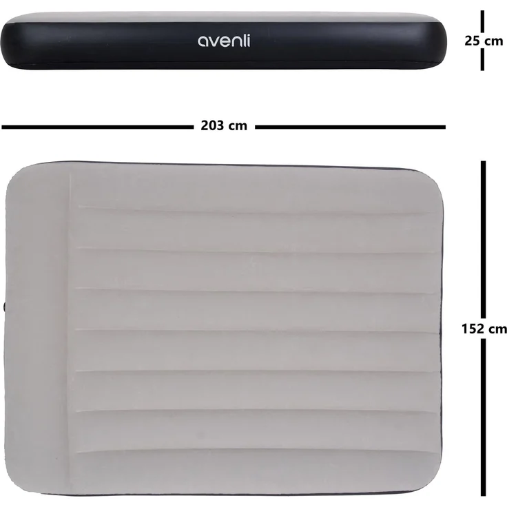 Avenli aufblasbares Luftbett Campingmatratze 203x152x25 cm – Bild 3