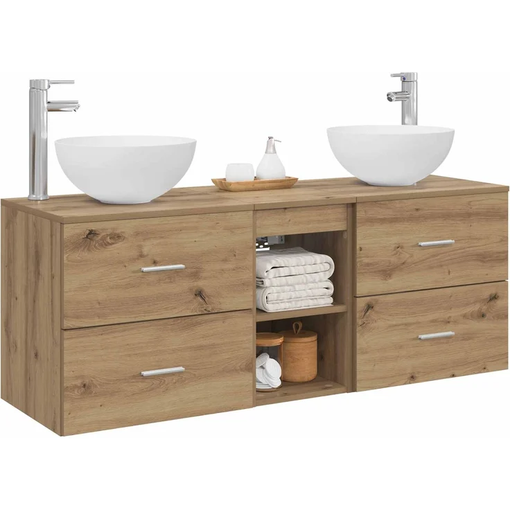 vidaXL Badezimmerschrank-Set 3 stk. Artisan-Eiche 129 x 35 x 80 cm 3405794 – Bild 3