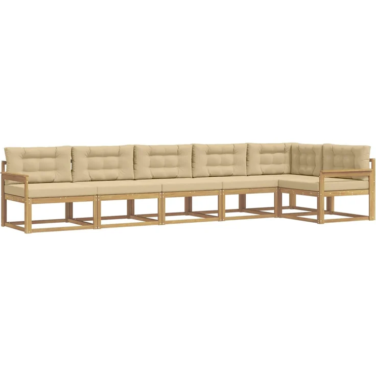 vidaXL Outdoor-Sofagarnitur 4 stk. 6-Sitzer Weiß und Beige Polyester 3386507 – Bild 2