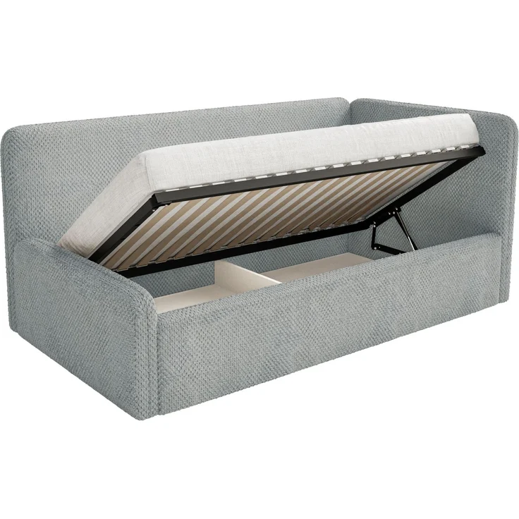 Selsey 'Fanko' Kinderbett 90x200 cm mit Rausfallschutz, Matratze, Kopfteil rechts, Plüsch, Grau – Bild 4