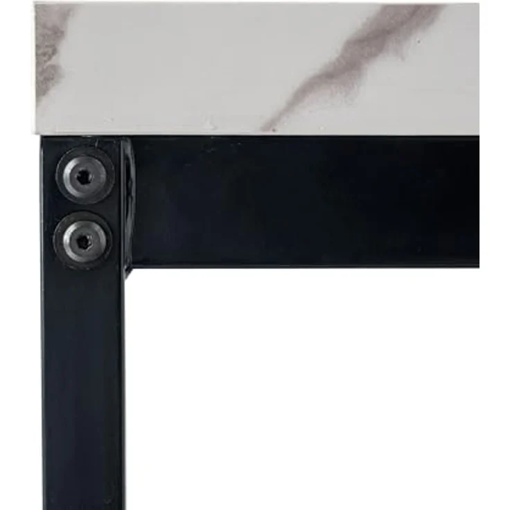 FurnitureR Banketttische, rechteckig, aus weißem Marmorimitat, für 4 bis 6 Personen, Dicke Holzplatte mit Metallstruktur, für Schulungen, Meetings, Konferenzen, Mahlzeiten, 120 x 70 x 75 cm – Bild 6