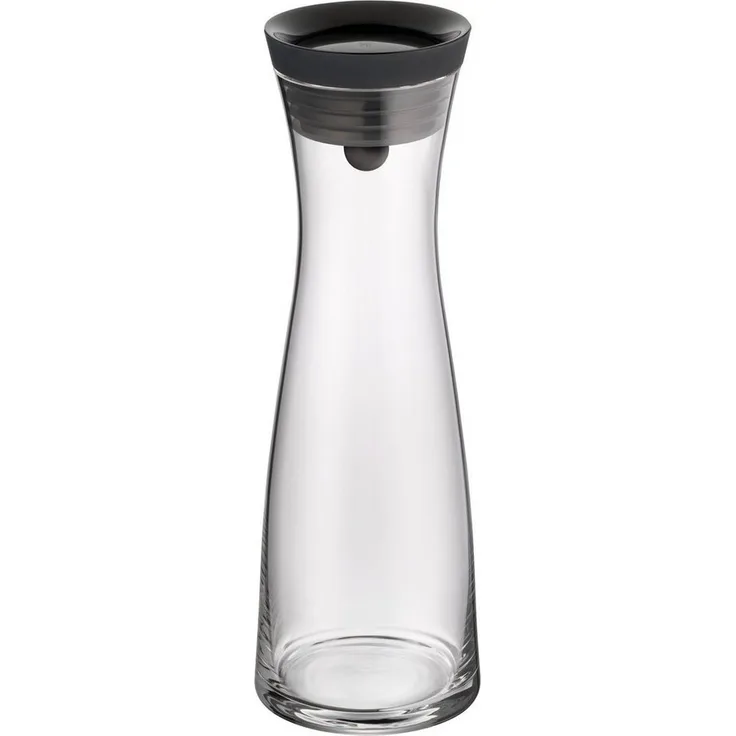 WMF Schmale schwarze 1-l-Glaskaraffe Basic mit Stopfen