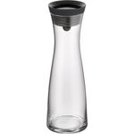 WMF Schmale schwarze 1-l-Glaskaraffe Basic mit Stopfen