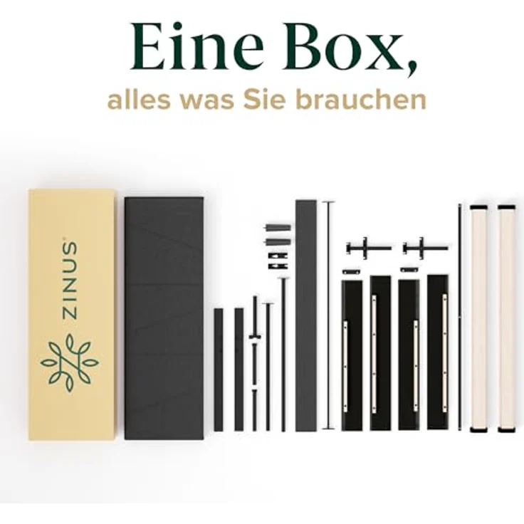 Zinus Maya Bett 180x200 cm - Höhe 30cm - Gepolstertes Bettgestell mit Kopfteil - Lattenrost aus Holz – Dunkelgrau – Bild 7