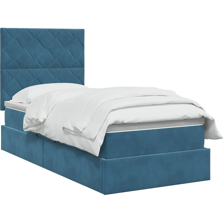 vidaXL Aufbewahrungsbett mit Matratze Dunkelblau 100 x 200 cm Samt 3459733 – Bild 3