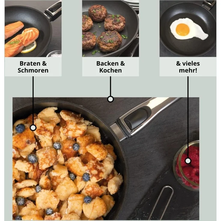 Genius Bratpfanne Cerafit Plasma Pfanne 20 cm, Aluminium, Edelstahl, Bakelit, Antihaft-Beschichtung mit abnehmbarem Griff – Bild 2