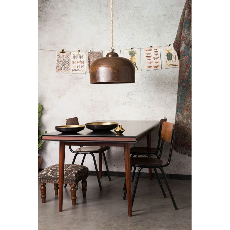 Dutchbone Esszimmerstuhl Scuola im 4er-Set, Retro-Design mit Buchensperrholz-Sitz in Walnuss-Optik und schwarzem Metallgestell – Bild 9