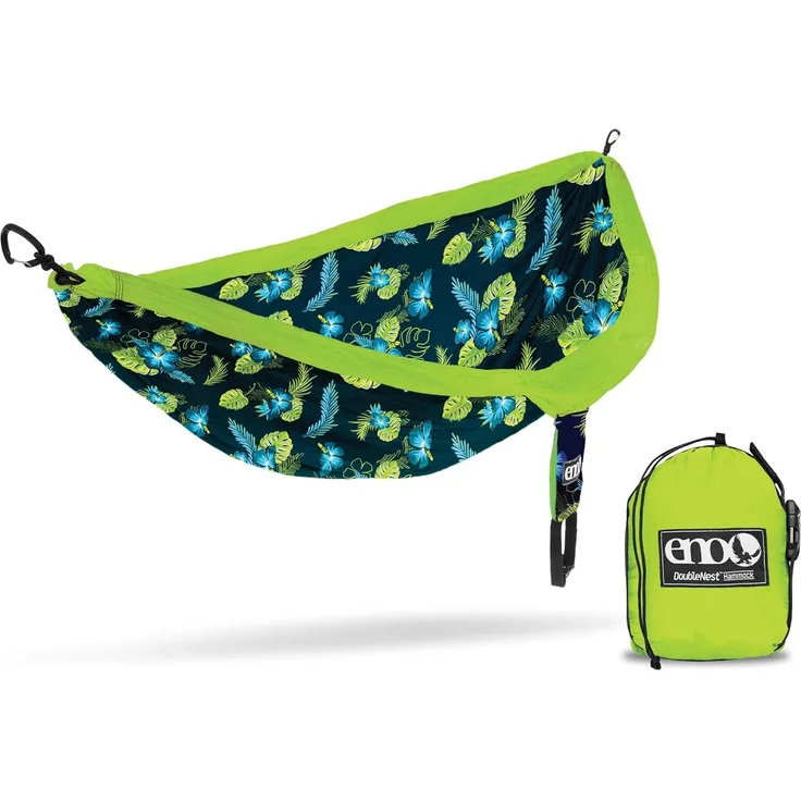 Hängematte Doublenest Print 2,8 m Nylon schwarz-grün 4-teilig