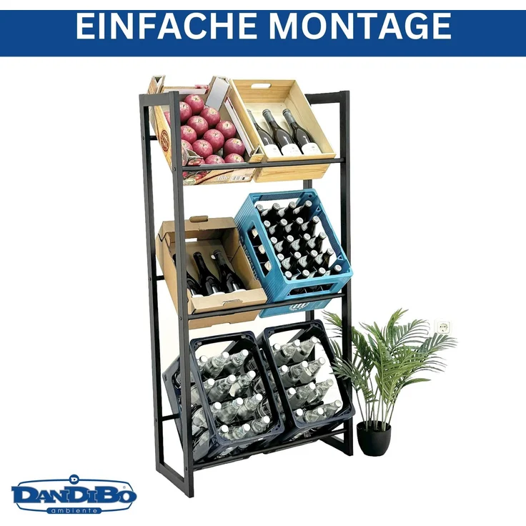DanDiBo Getränkekistenregal 6 Kisten Schwarz Metall Stehend 96563 Getränkekistenhalter 71 cm Obstkistenständer Flaschenkistenregal – Bild 5