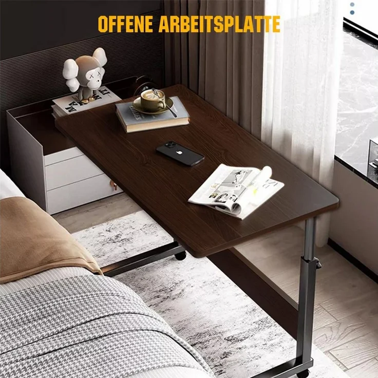PFCTART Schreibtisch Höhenverstellbarer Laptoptisch auf Rollen, mobiler Schreibtisch (Set, 1-St, Räder mit Bremsen), 80*40CM
