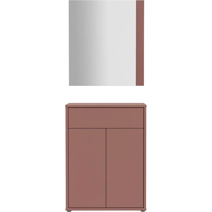 Forte ALICE SPRINGS Flurkommode 70 80, moderner Garderobenschrank mit 2 Türen und 1 Schublade, inkl. Spiegel, Holzwerkstoff, Terrakotta, 74,5 cm breit x 200 cm hoch x 34,9 cm tief – Bild 4