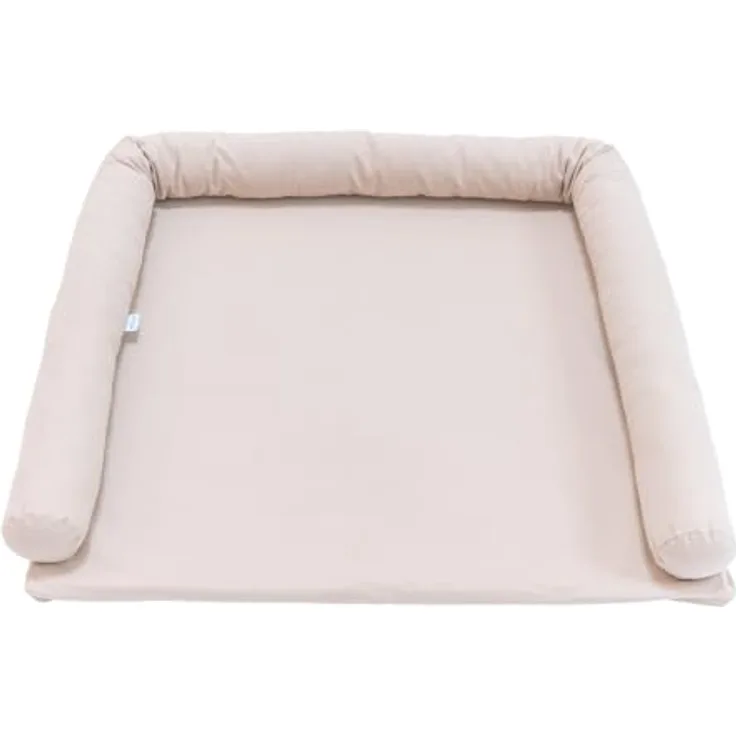 LIMMALAND Wickelauflage 76 × 79 cm mit Wickeltischumrandung – aus 100% Baumwolle, waschbar, sanfter Liegekomfort (Pure Beige, Wickelauflage)