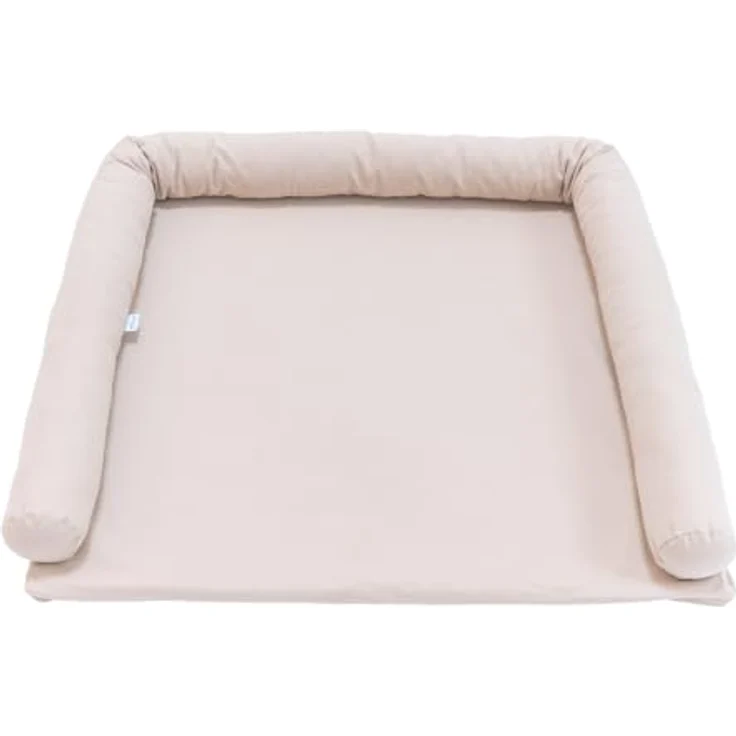 LIMMALAND Wickelauflage 76 × 79 cm mit Wickeltischumrandung – aus 100% Baumwolle, waschbar, sanfter Liegekomfort (Pure Beige, Wickelauflage) – Bild 1