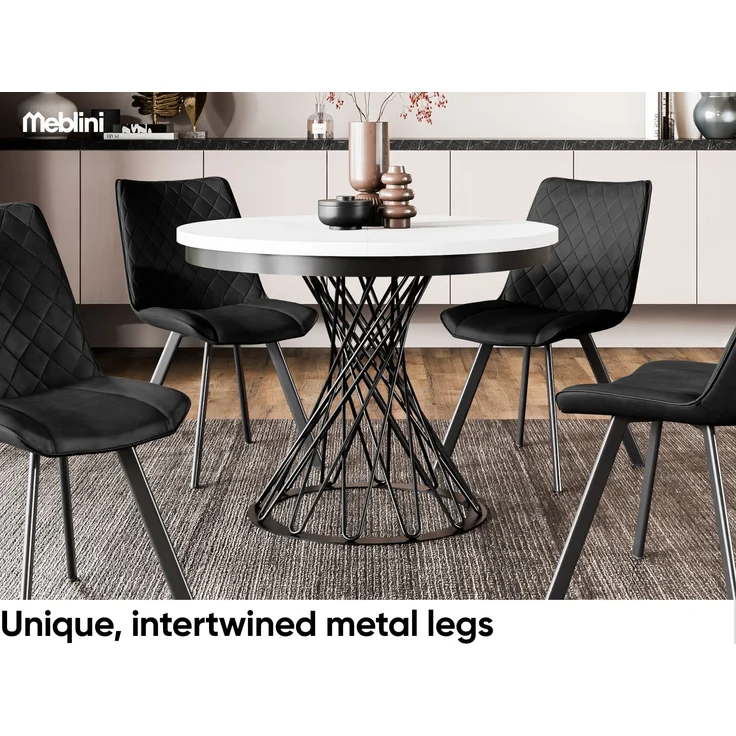 MEBLINI Esstisch Rund Ausziehbar aus Metall - 100-138x77cm - LUCO - Artisan Eiche/Schwarz Matt - Loft - Esszimmertisch Modern - Küchentisch - Ausziehtisch - Round Dining Table - Esszimmertische – Bild 5