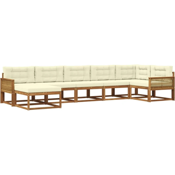 vidaXL Outdoor-Sofagarnitur 7 stk. 7-Sitzer Natur und Creme 3382748 – Bild 2