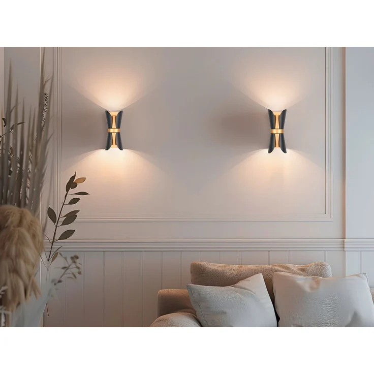 Trio Leuchten LED Wandleuchte Coat GU10 schwarz gold Metall – Bild 9