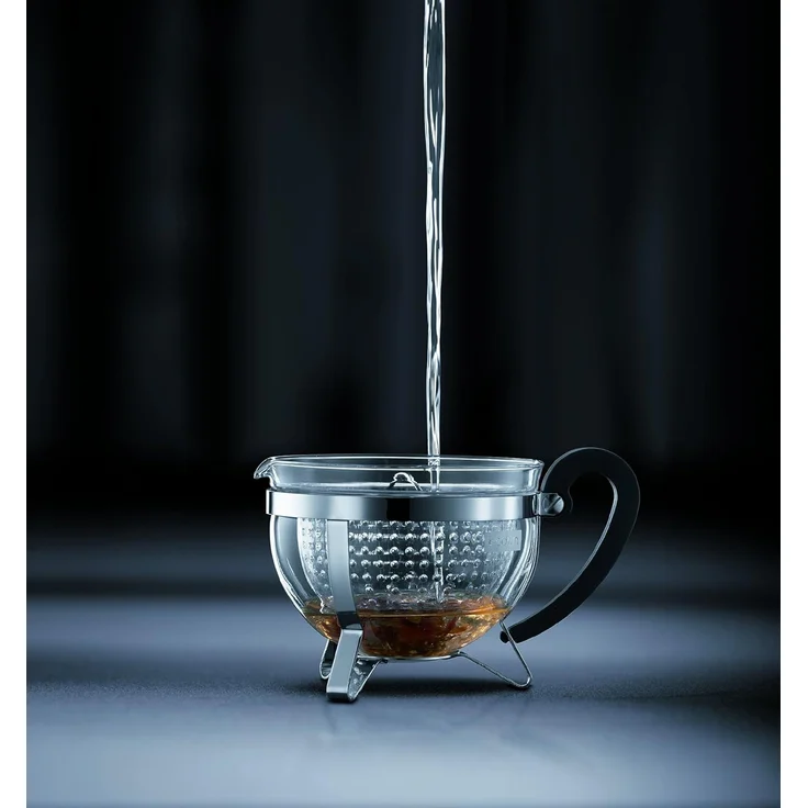 Bodum Teebereiter Chambord Teekanne 1,3 Liter chrom schwarz – Bild 3
