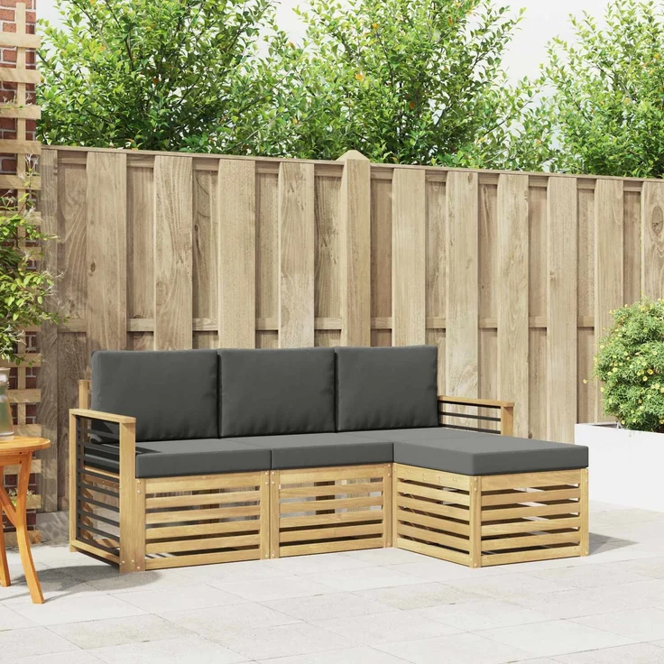 vidaXL Outdoor-Sofagarnitur 4 stk. 4-Sitzer Weiß und Anthrazit 3391647 – Bild 1