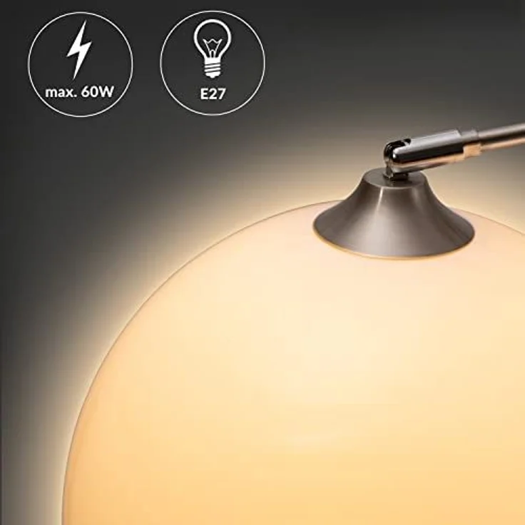 monzana Bogenlampe, Lampe, Marmorfuß 190-210 cm Höhenverstellbar Schwenkbar E27 Wohnzimmer – Bild 6