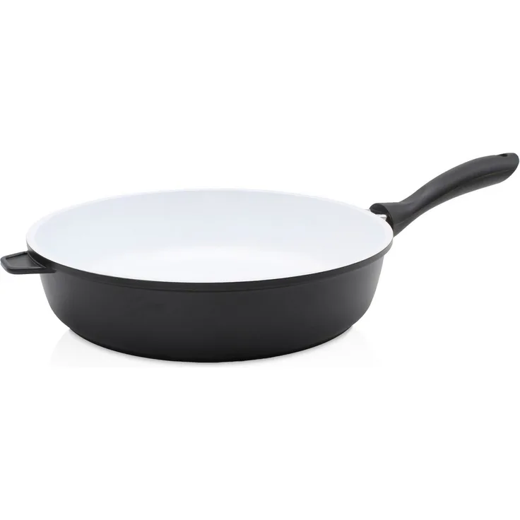 Schmorpfanne OSLO 28 cm Aluguss mit weißer Ceramic-Beschichtung / Bratpfanne / Pfanne induktionsfähig / Karl Krüger / Stielpfanne