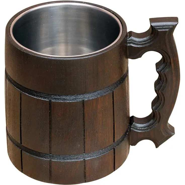 Bierkrug aus Holz, handgefertigt Capacity: 30. 0oz (900ml) 30 OZ BRAUN