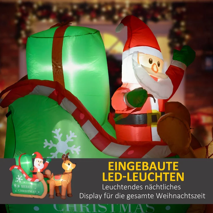 Outsunny Aufblasbar Weihnachtsdeko, Polyester, Mehrfarbig, 210L x 80B x 140H cm – Bild 4