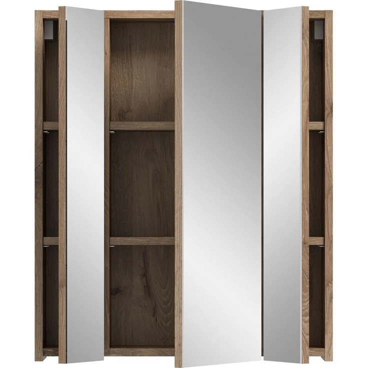 Spiegelschrank (B/H/T: 60x70x18 cm) in schwarz matt und Nox Oak Nachbildung – Bild 3